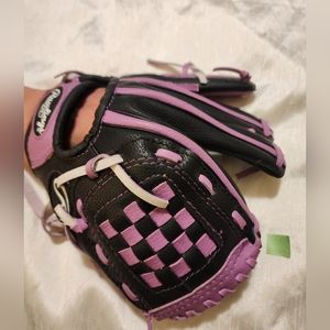 Rawlings 9" PL90PB Youth Black Pink T Ball Mitt Baseball Glove Left Hand Throw